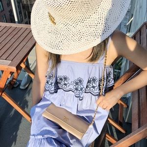 SOLD Prada Saffiano Nude Wallet on Chain Excellent